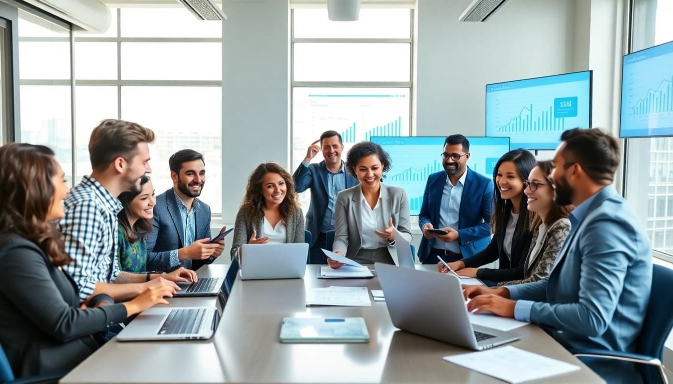 Email verification strategies discussed in a modern office setting by a diverse team of professionals.