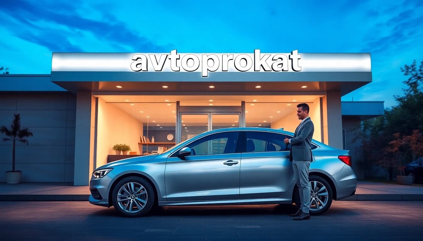 avtoprokat car rental agency in Chișinău with a friendly agent and a modern sedan