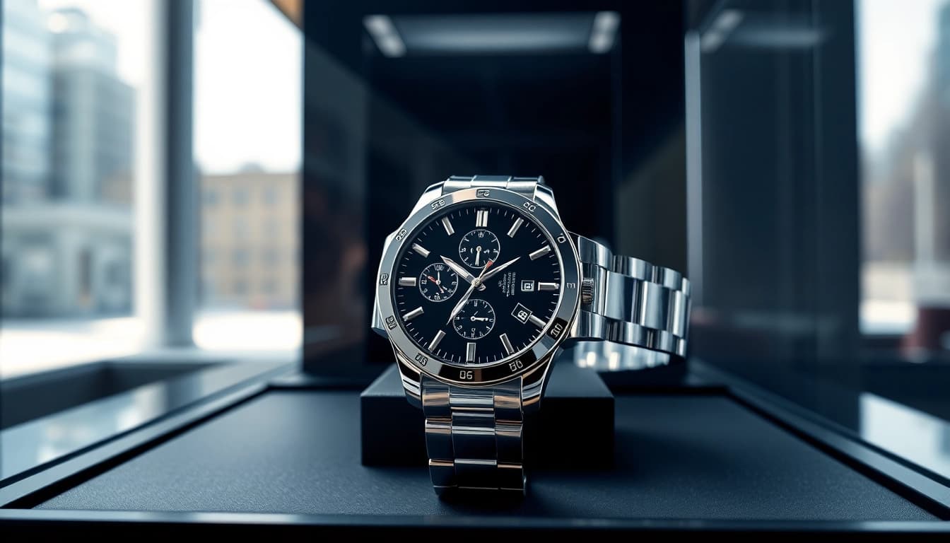 Showcase of a luxury replica watch highlighting intricate details and craftsmanship.