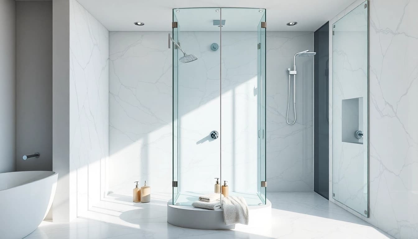 Paroi de douche en verre moderne apportant une touche d'élégance au bain.