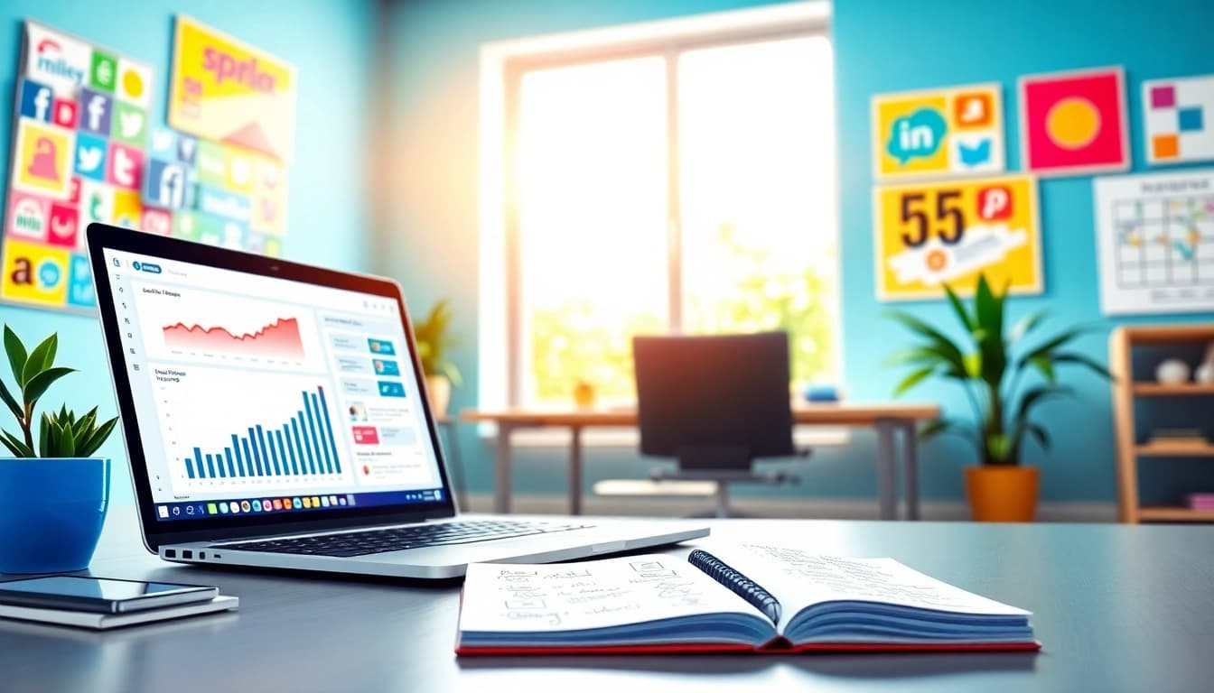 Engage with Social Media Marketing concepts in a vibrant, professional workspace.