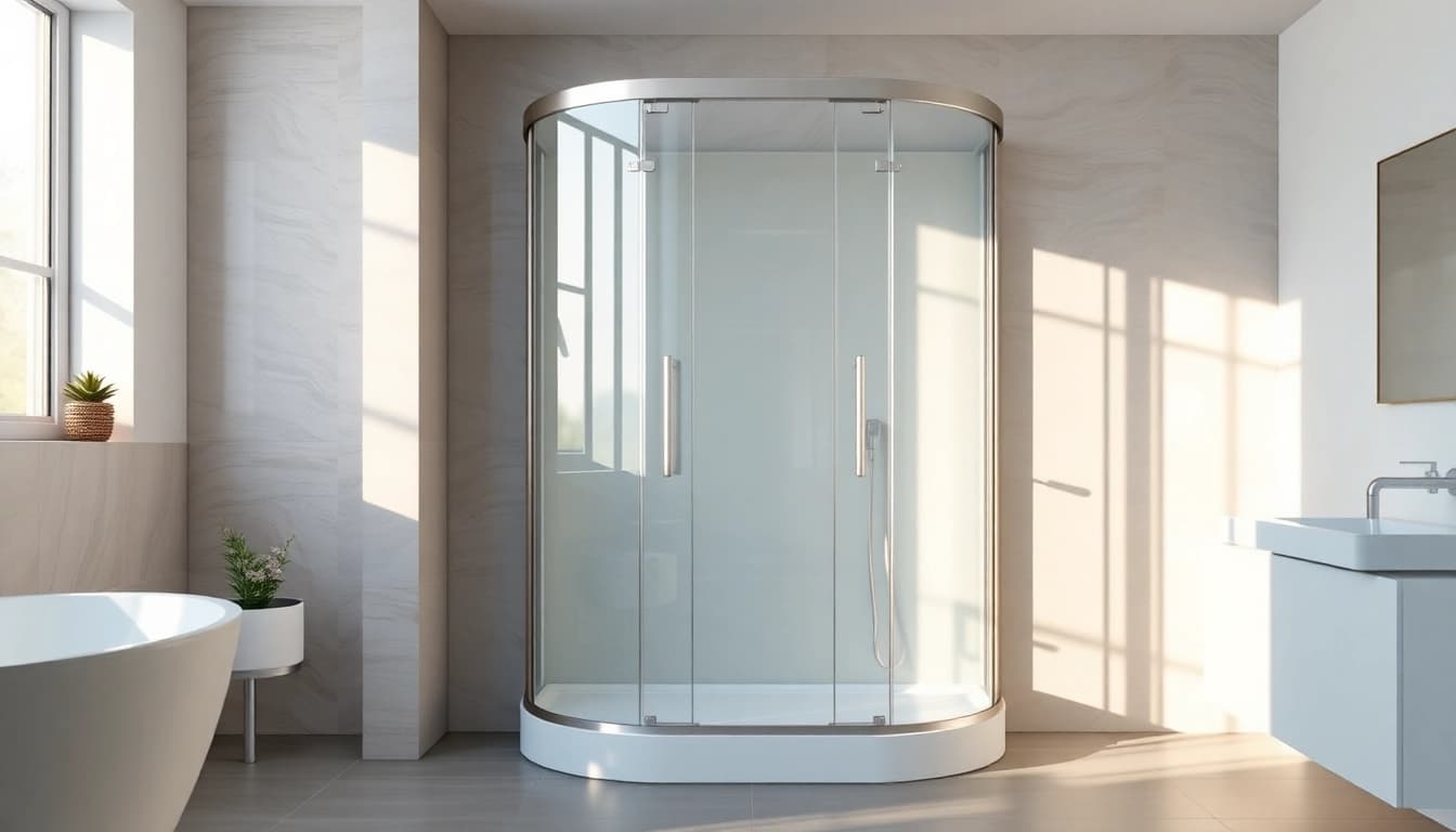 Erleben Sie die duschkabine 90x90 komplett in einer eleganten Badezimmerumgebung mit modernen Details.