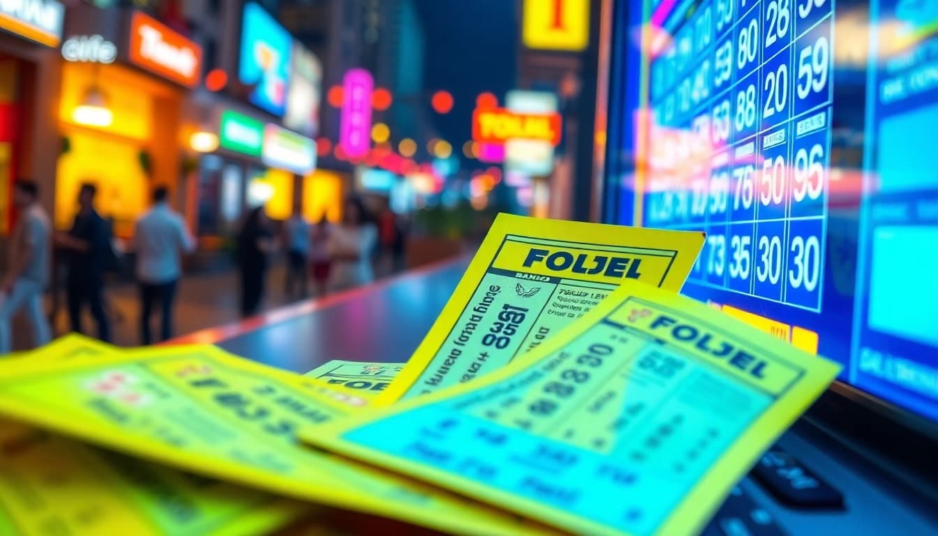 Menggambarkan pengalaman bandar togel dengan tiket warna-warni dan antarmuka digital yang menarik.