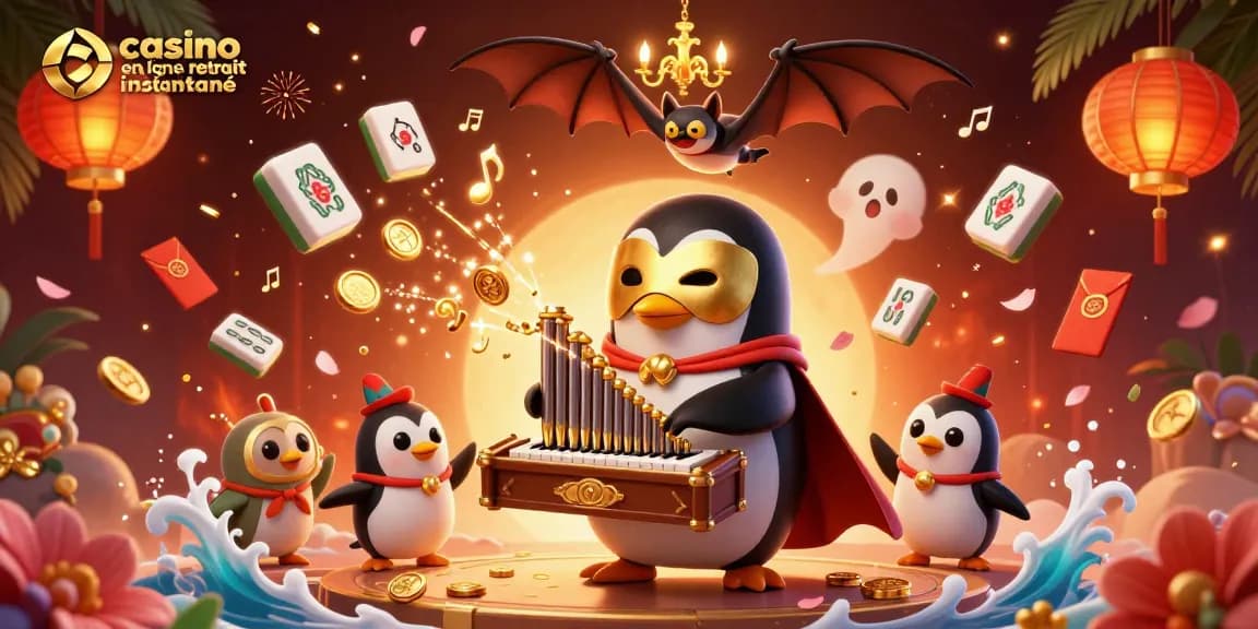 Découvrez le casino en ligne avec retrait instantané avec un pingouin fantôme et des pièces d'or.