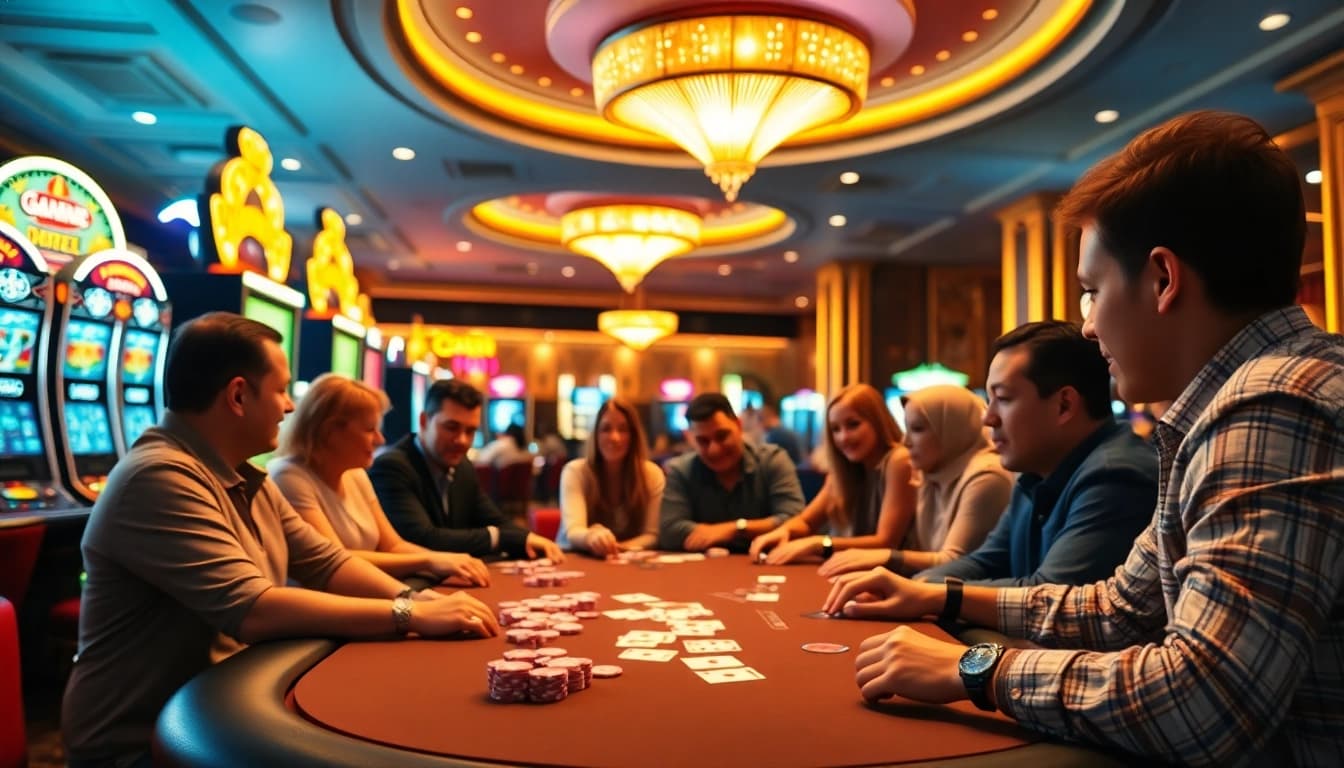 Engaging players enjoying games at a non gamstop Casino Uk filled with excitement and vibrant atmosphere.