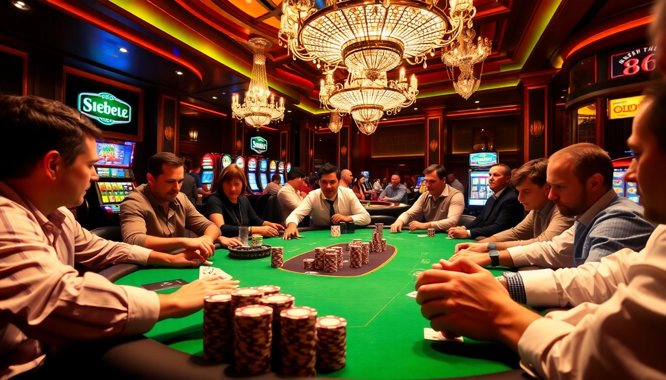 Engaged players at a poker table in a new 66 gaming environment, showcasing thrilling gameplay.