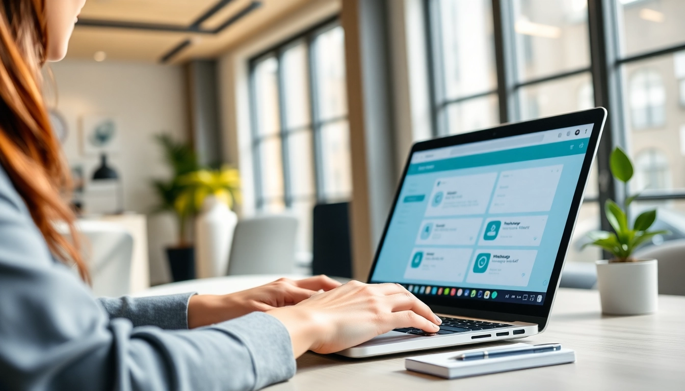 Utilizing the WhatsApp Smart CRM in a modern office setup, showcasing productivity.