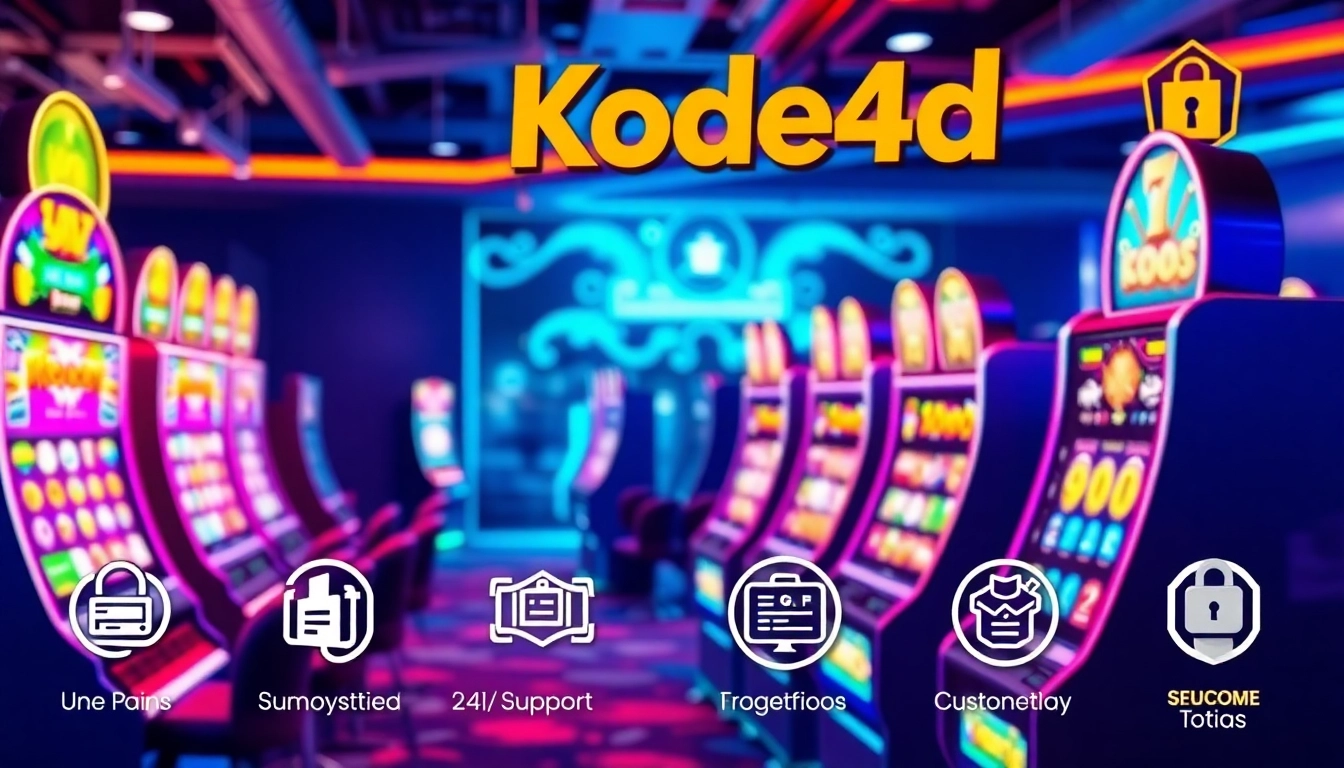 Kode4d online gaming platform highlighting vibrant slot games with dynamic graphics.