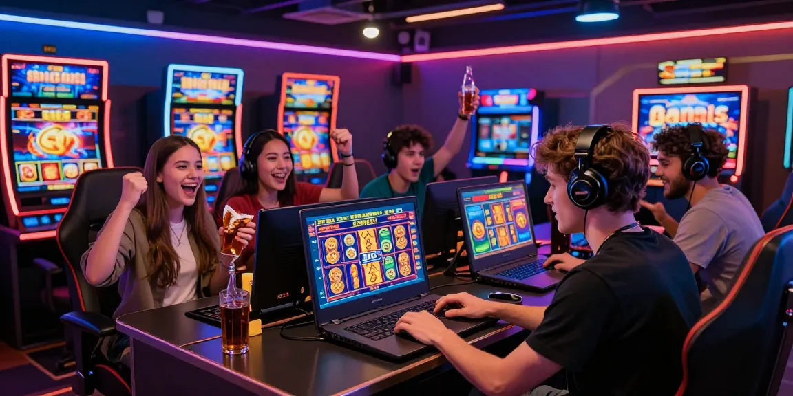 Players enjoying engaging slot depo 5000 games on a vibrant online gaming platform, celebrating wins and showcasing exciting visuals.