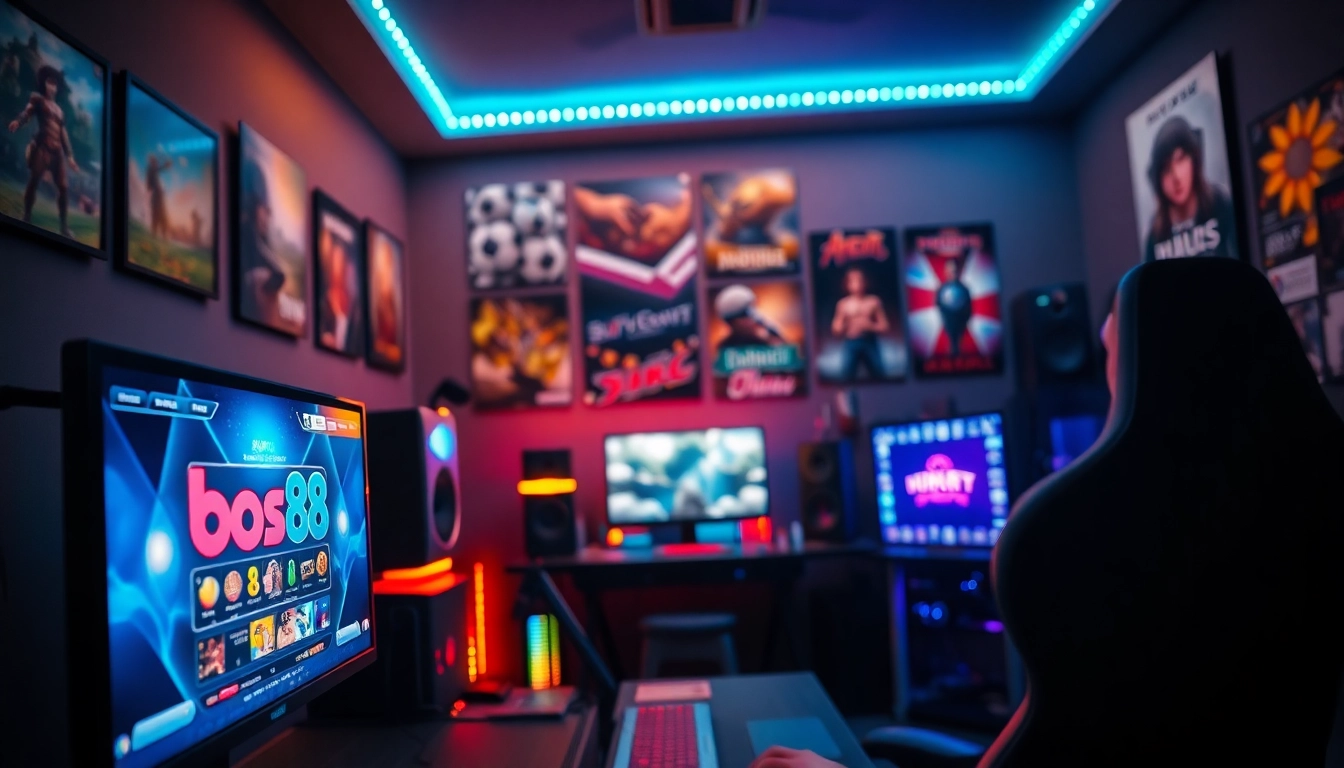 Menampilkan pengalaman bermain bos88 secara profesional dengan peralatan gaming modern.