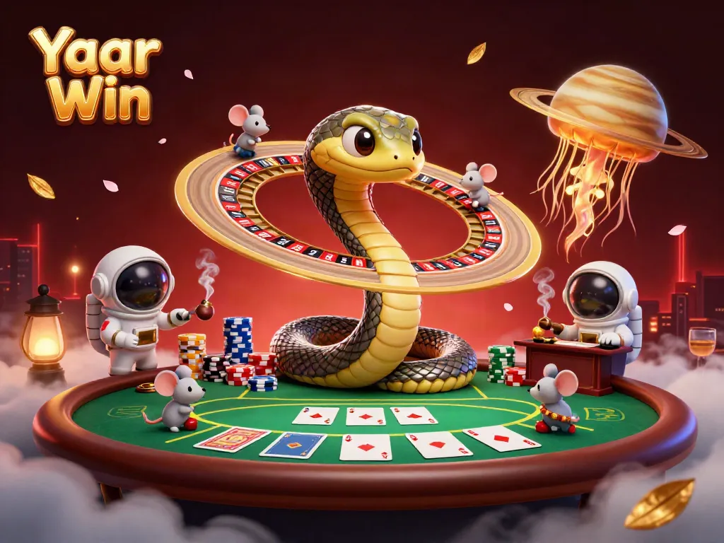 Yaar Win game action with players betting on a cosmic roulette supported by poker elements
