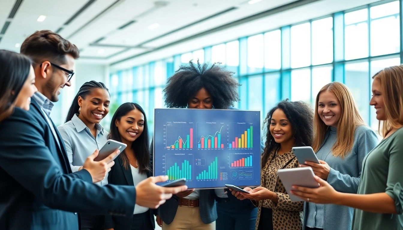 Illustration of a collaborative environment showcasing a sales recruiting platform with diverse talents.