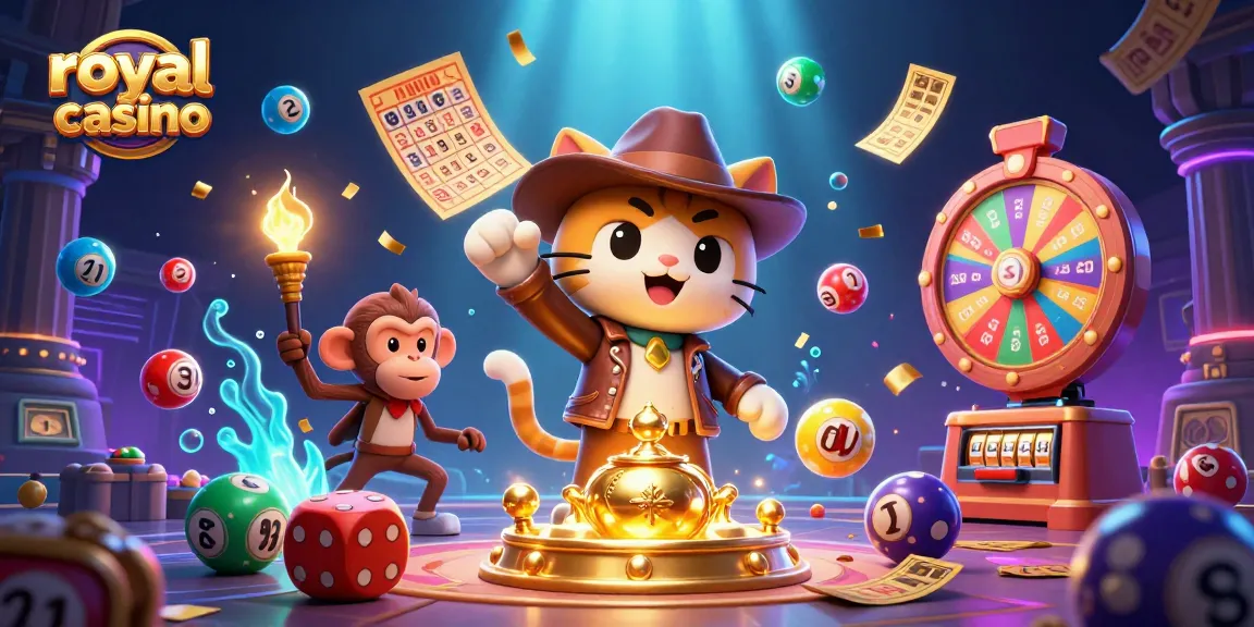 Win at royal casino with thrilling games and a vibrant 3D gaming adventure scene.