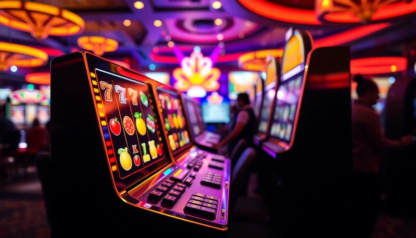 Menangkan hadiah menarik di Slot77 dengan mesin slot berwarna-warni dan suasana kasino yang hidup.