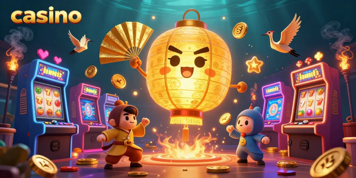 Experience a vibrant casino world with golden symbols and energetic gaming action.