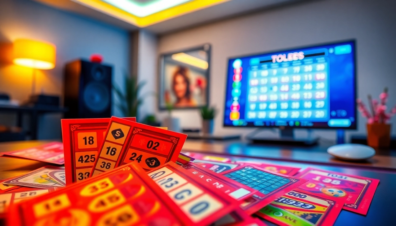 Menghadirkan bandar togel online dengan tiket lotere berwarna-warni dan suasana permainan yang menyenangkan.