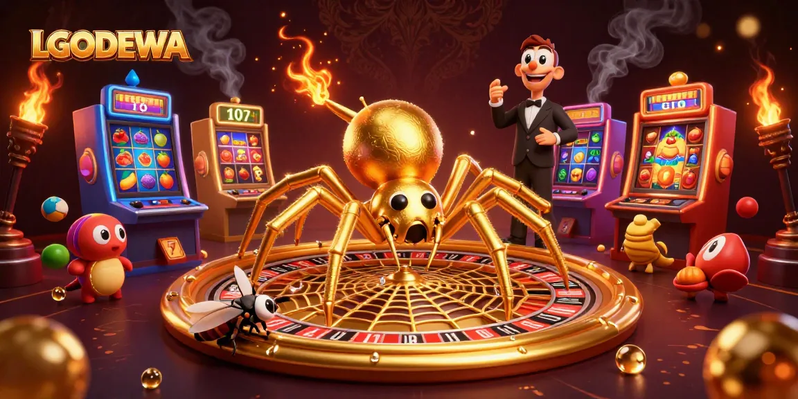 Spin the golden web of LGODEWA slots with lucky charms and jackpot potential, gameplay action illustration.
