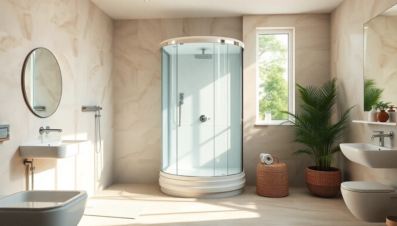 Sonni sanitär elegantly designed bathroom with modern shower and natural light.