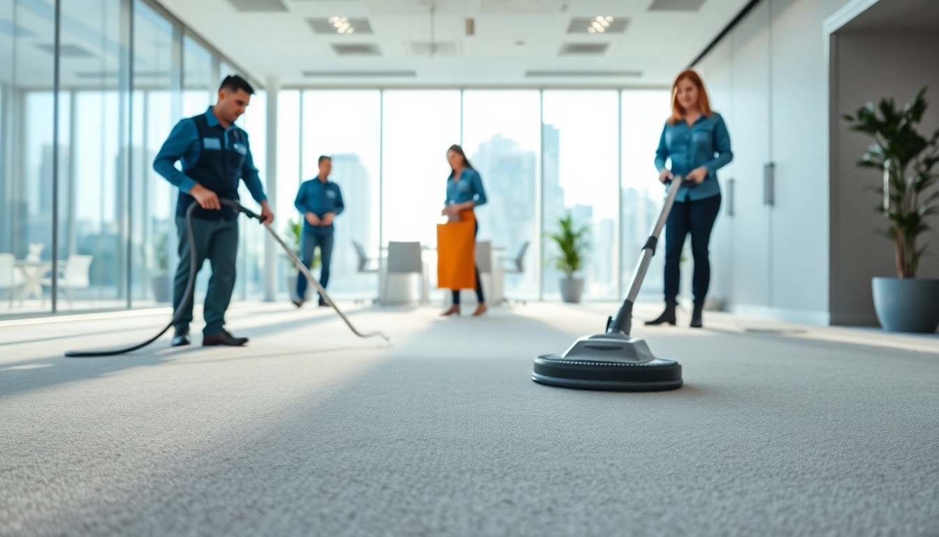 Enhance commercial carpet cleaning efficiency with a professional cleaning team in action.