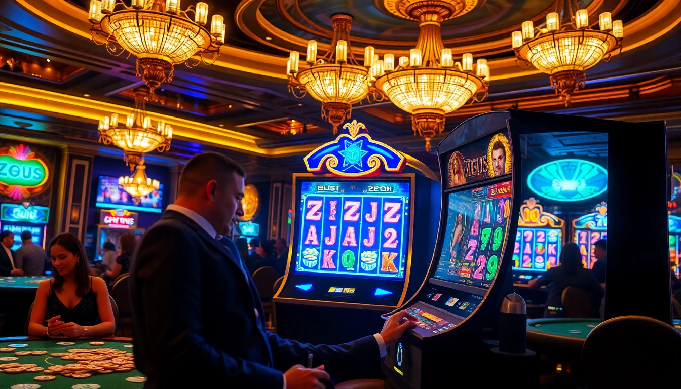 Experience the thrill of the zeus slot machine in a luxurious casino setting.