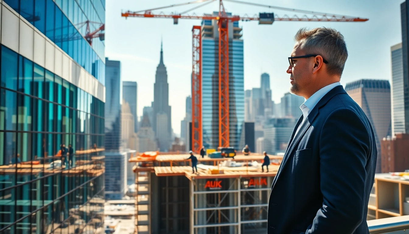 Manhattan Construction Manager supervising activities at a Manhattan construction site.