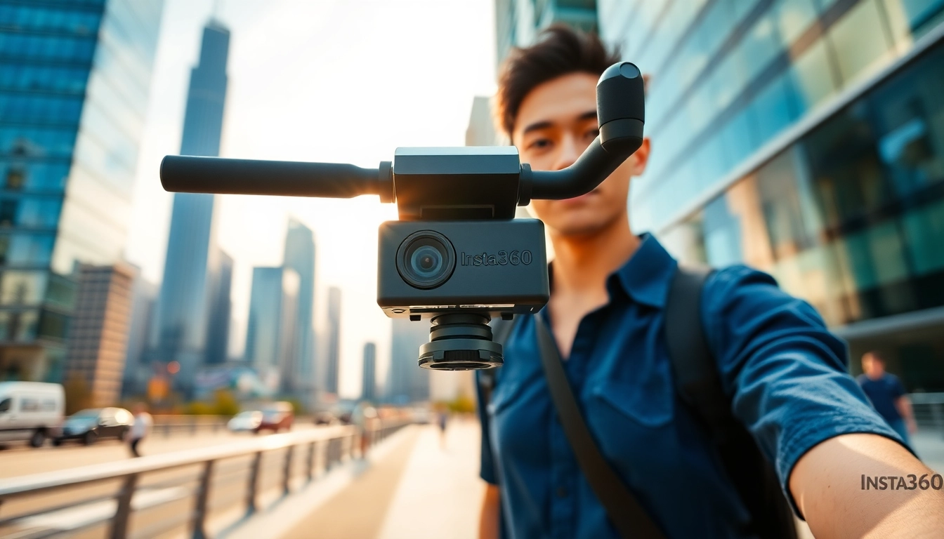 Capture the versatility of the insta360 antigravity a1 in an urban setting.