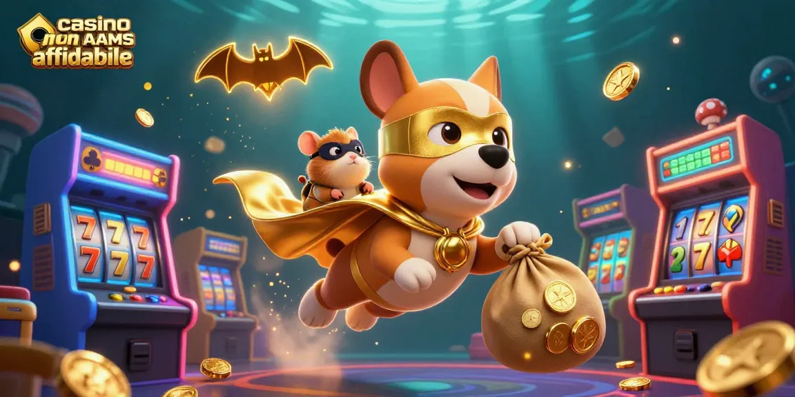 Gioca a giochi emozionanti al casinò non AAMS affidabile con un'illustrazione divertente a tema supereroi.