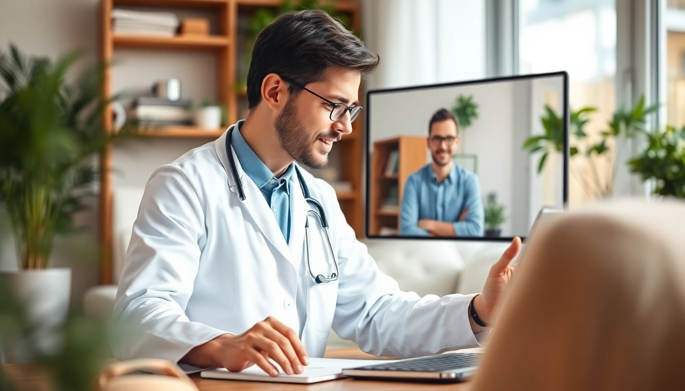 Chat with a doctor online now through a virtual consultation in a cozy home setting.