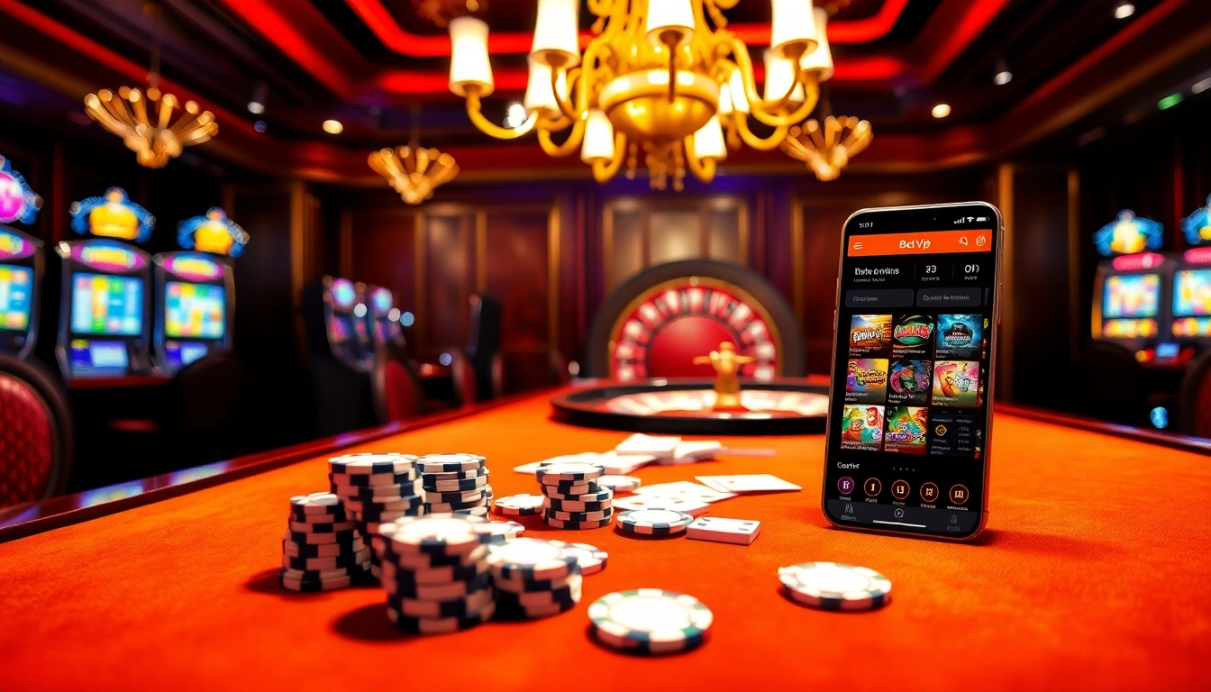 Trải nghiệm lối chơi đầy kịch tính trên ứng dụng Bet VIP tại bàn poker sang trọng, được bao quanh bởi những yếu tố casino sống động.