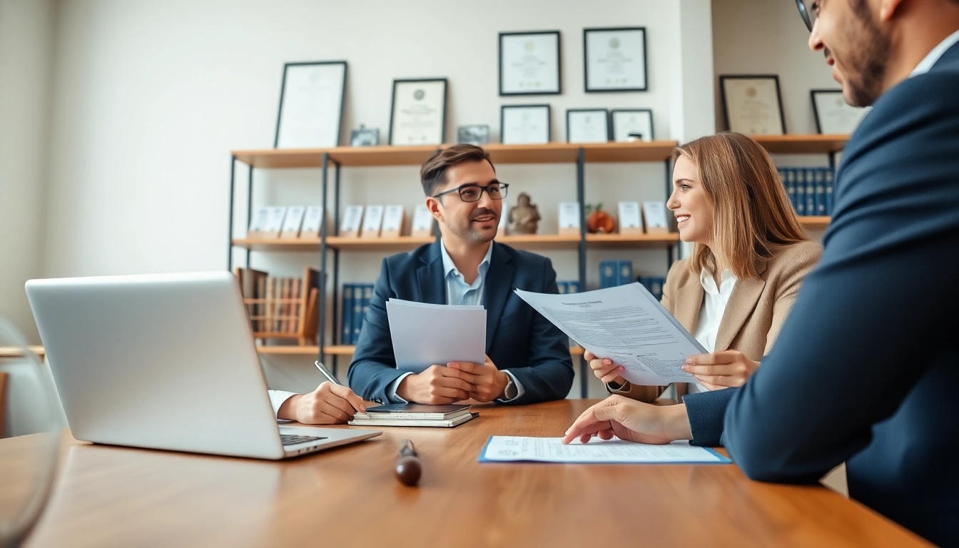 Discussing Family Law Financial Agreements with a professional attorney in a modern office setting.