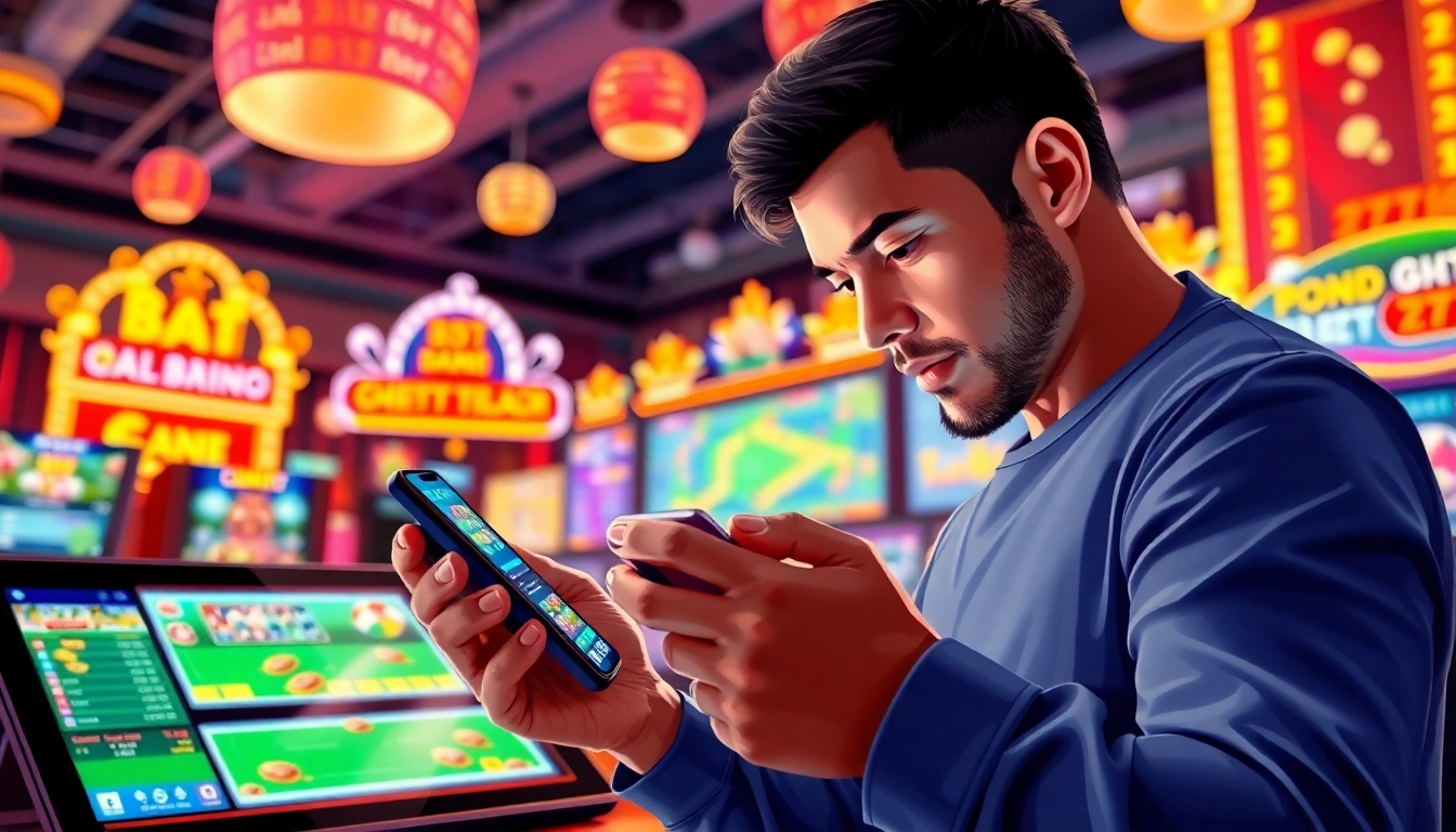 Manusia yang sedang bermain bandar togel online di smartphone dengan antusiasme tinggi.