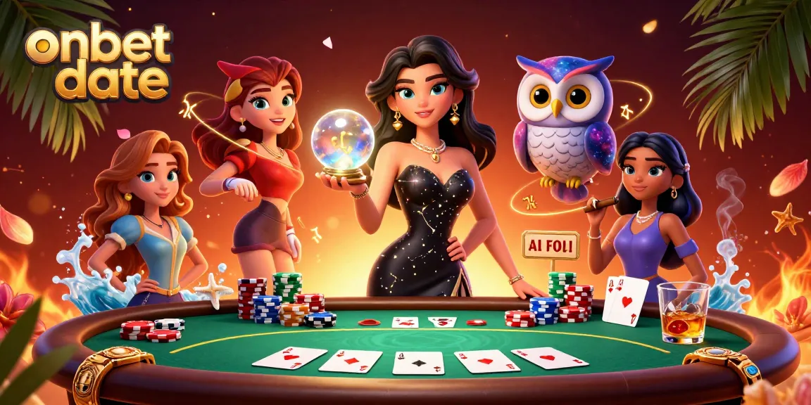Engage with exciting onbet date casino gaming, featuring vibrant 3D characters and poker elements.