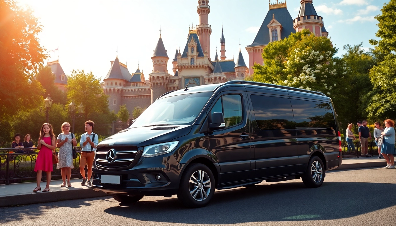 Experience Disneyland Paris airport transfer services with a family enjoying their transport adventure.