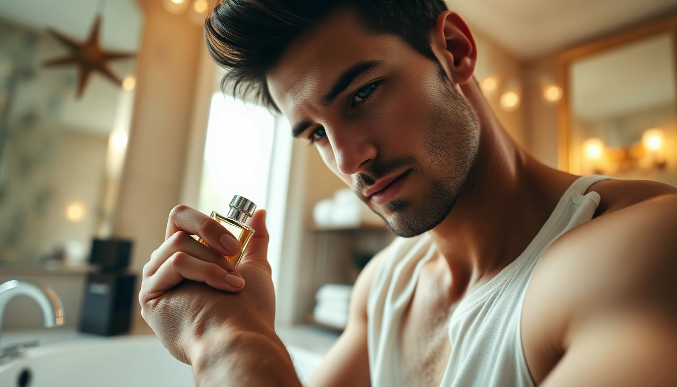 Experience the benefits of cologne through a refined man applying fragrance in an elegant setting.