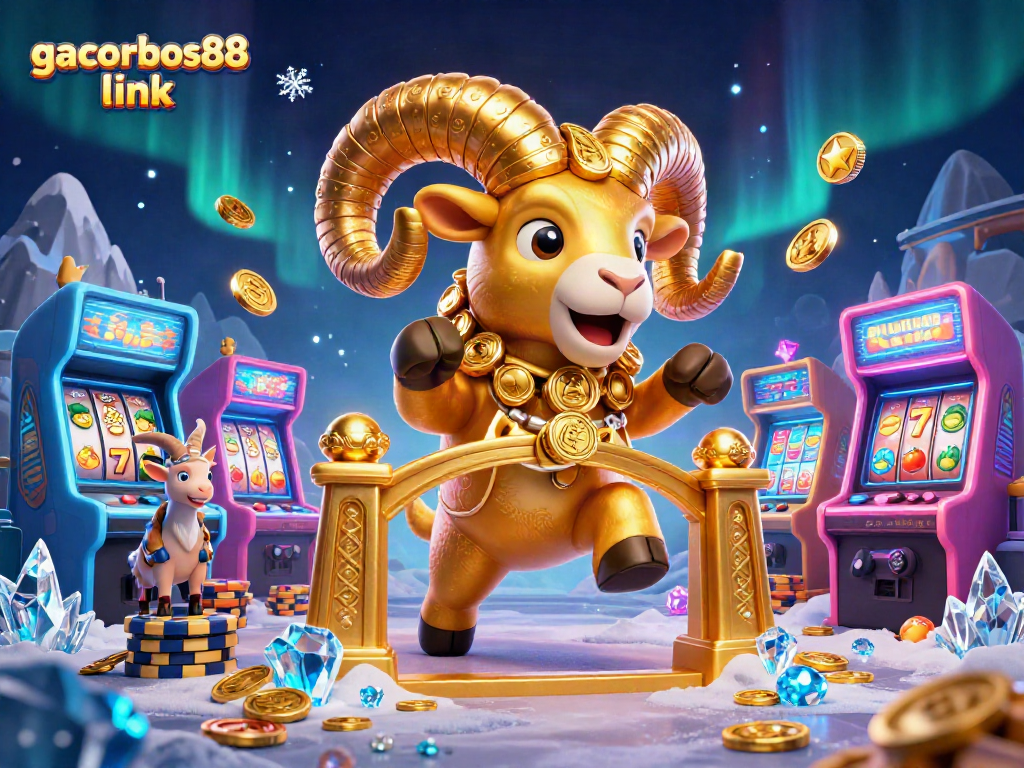 Experience thrilling wins with the gacorbos88 link in this detailed casino-themed digital illustration.