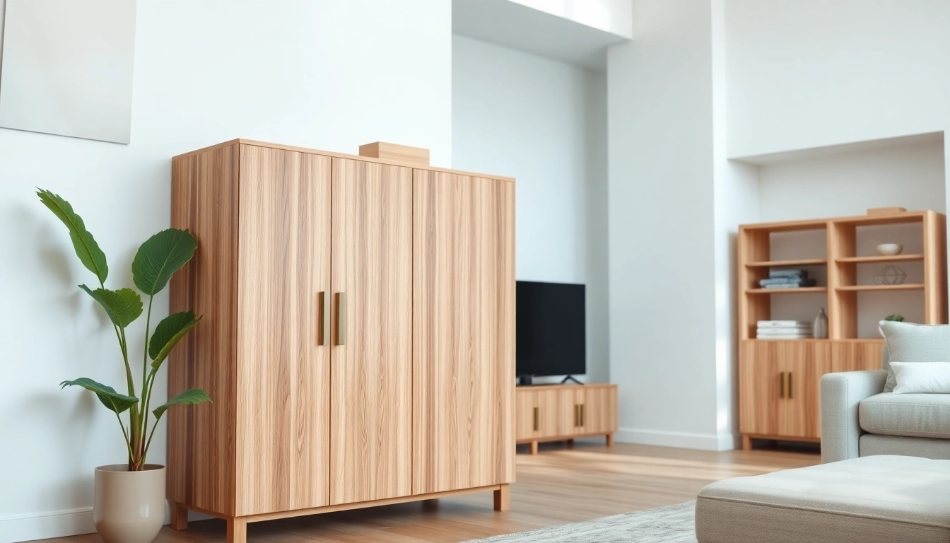 Stylish storage cabinet in a modern living space with natural lighting.