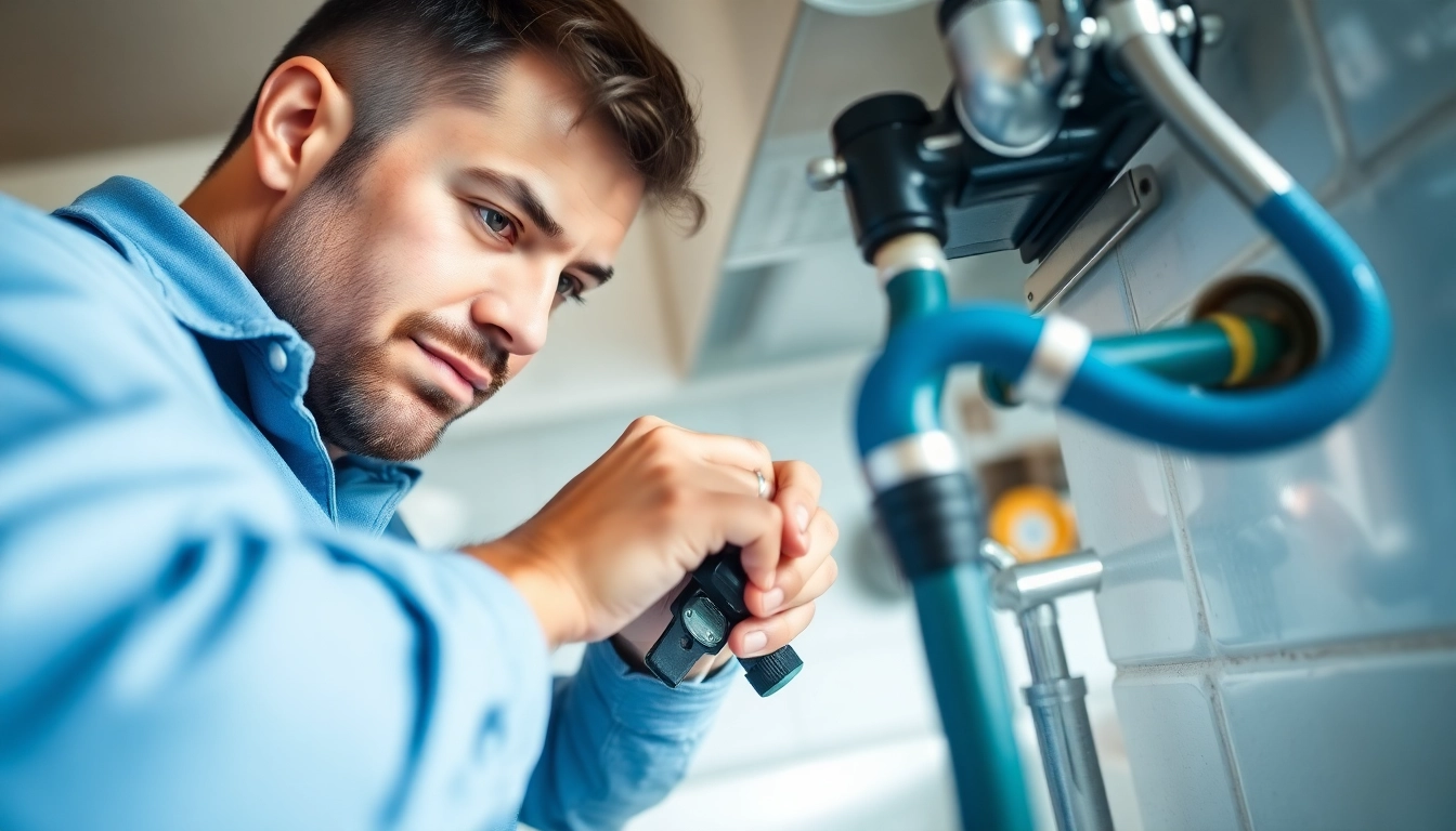 Repairing a plumbing fixture by plumbers from https://speedyservicestoday.com.au in a bright kitchen.