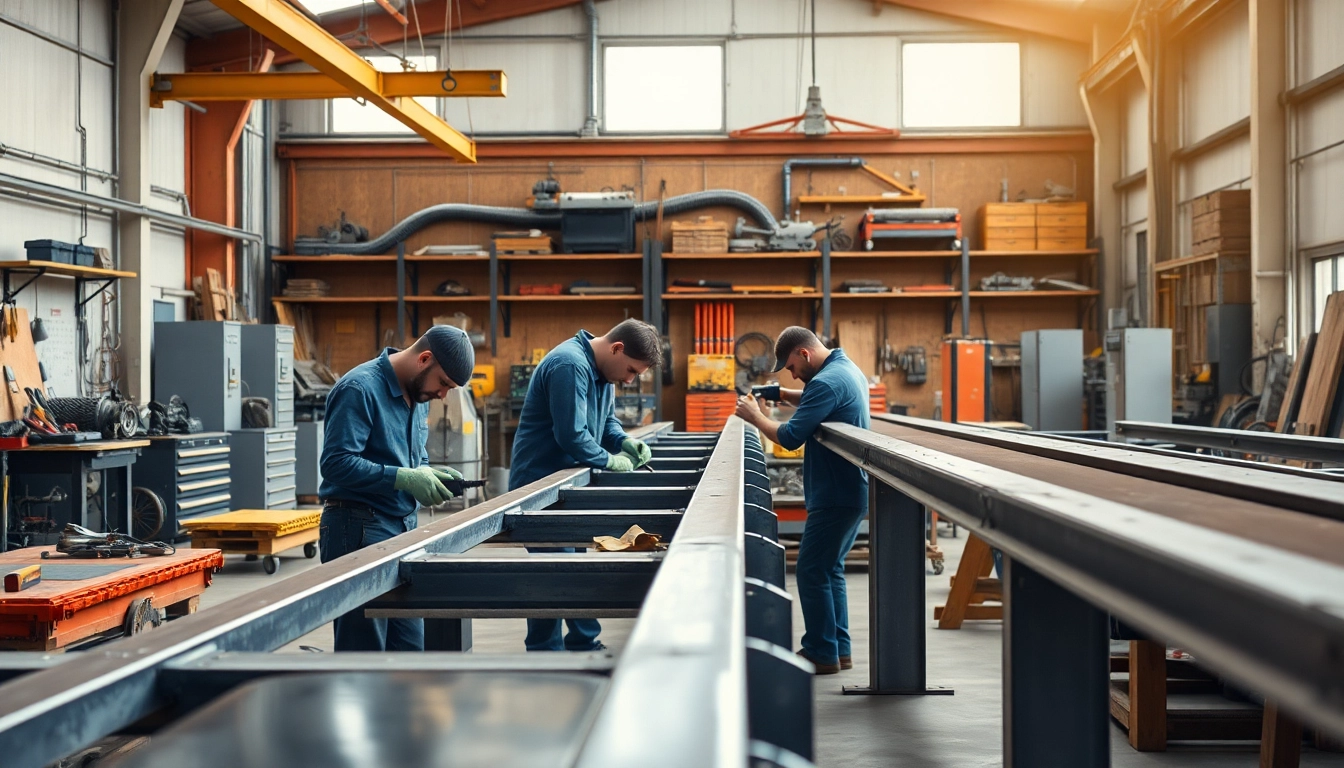 Showcasing custom steel fabrication techniques in a professional workshop environment.