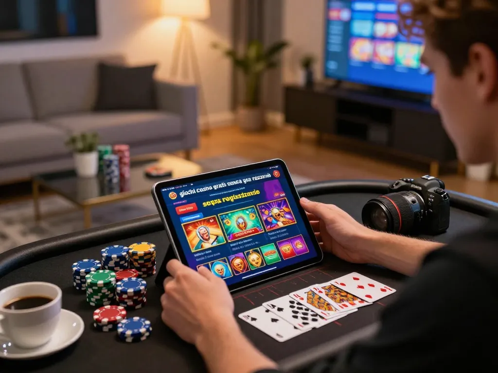 Enjoy playing giochi casino gratis senza registrazione on a tablet in a cozy home setting with vibrant graphics and relaxed ambiance