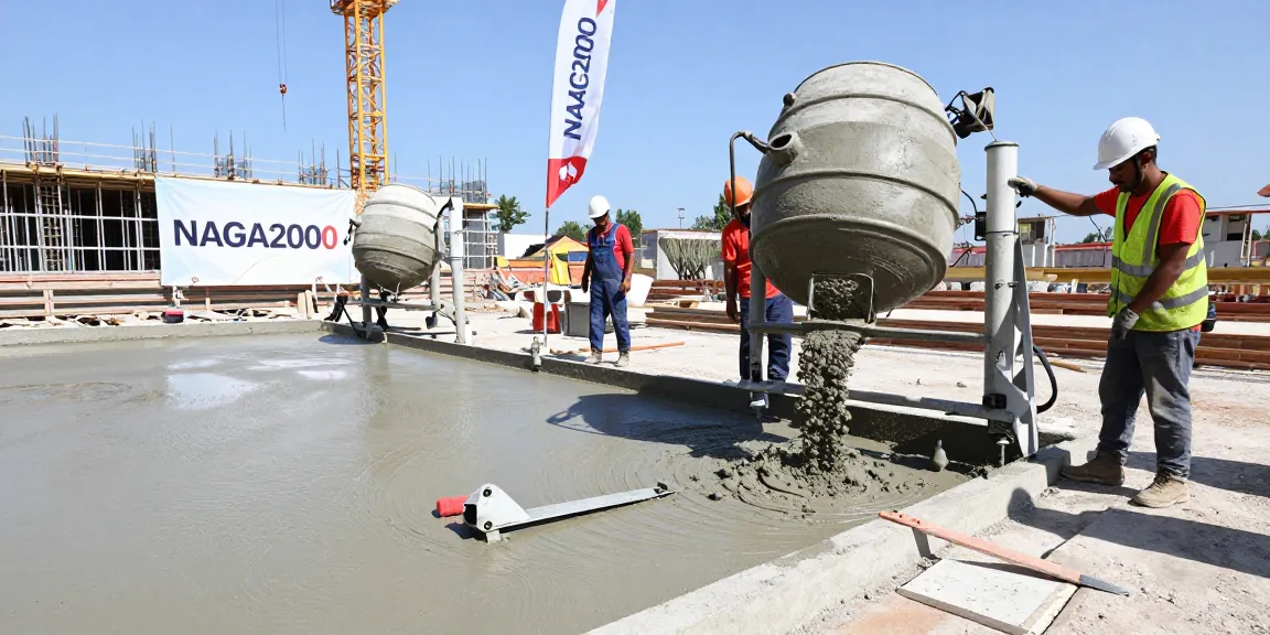 NAGA2000 technology enhancing concrete installation at a bustling construction site.
