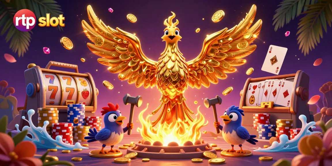 Engage with rtp slot gameplay showcasing a molten phoenix and vibrant casino elements in 3D.