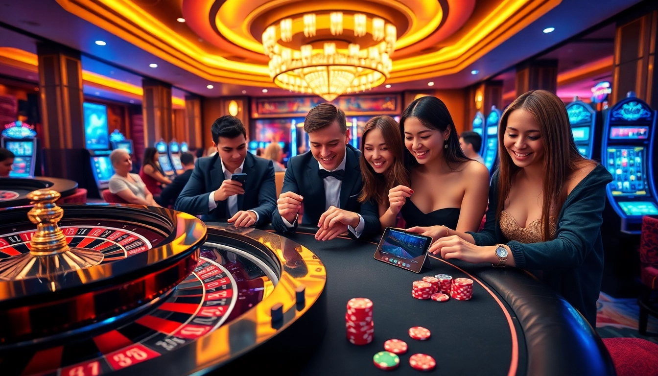 Exciting gaming action at a luxurious casino showcasing f168info.com experiences with roulette, dice, and poker.