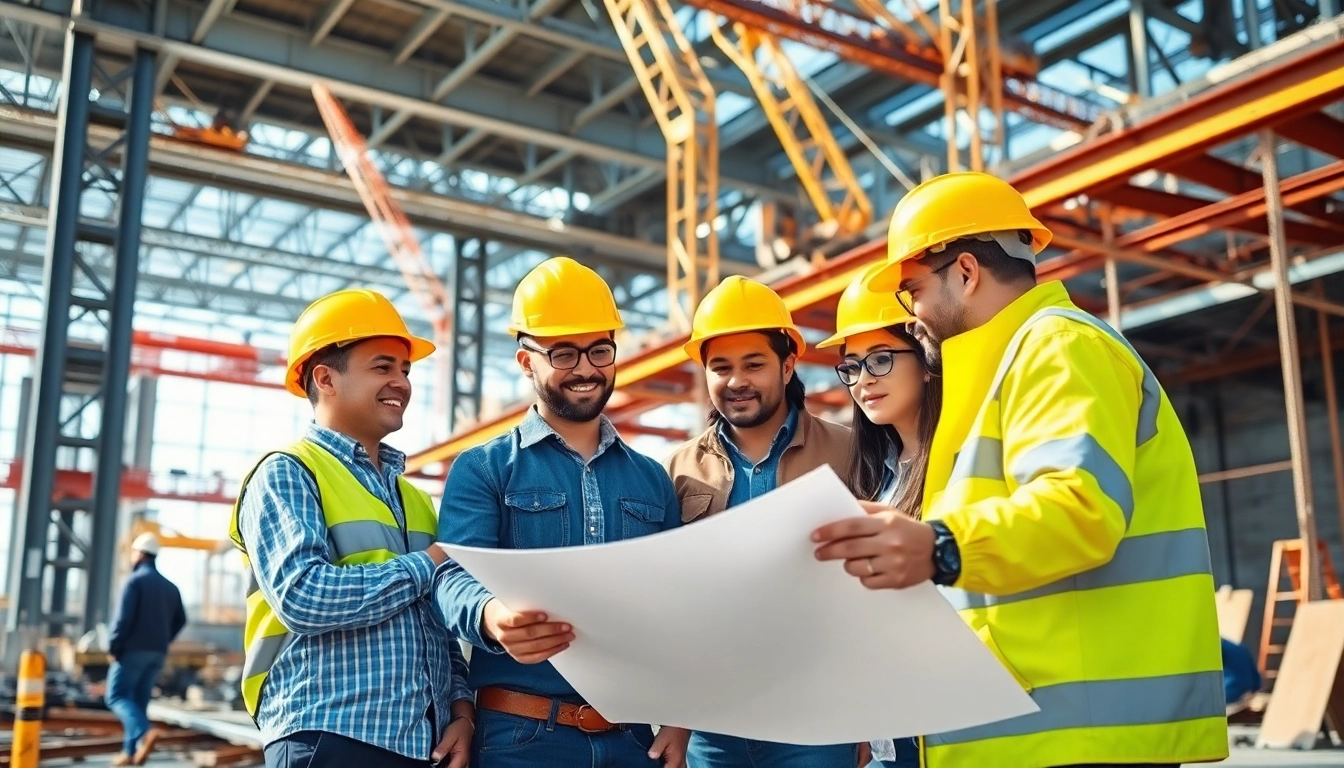 Skilled Manhattan Commercial General Contractor team collaborating at a vibrant construction site.