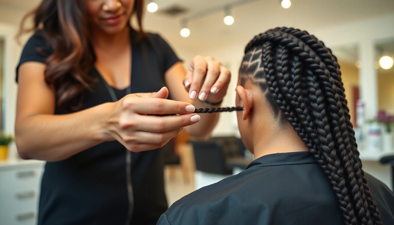 Sew in weft hair extensions being expertly applied by a stylist with care and precision.