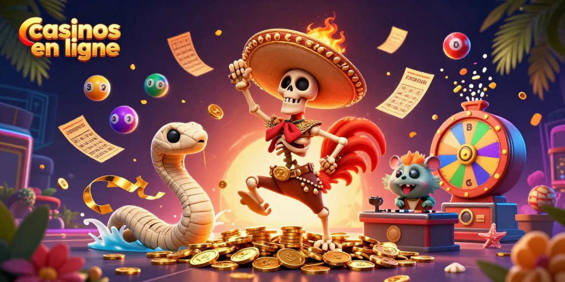 Obtenez des gains en jouant aux casinos en ligne grâce à des illustrations de jeux animés colorés.