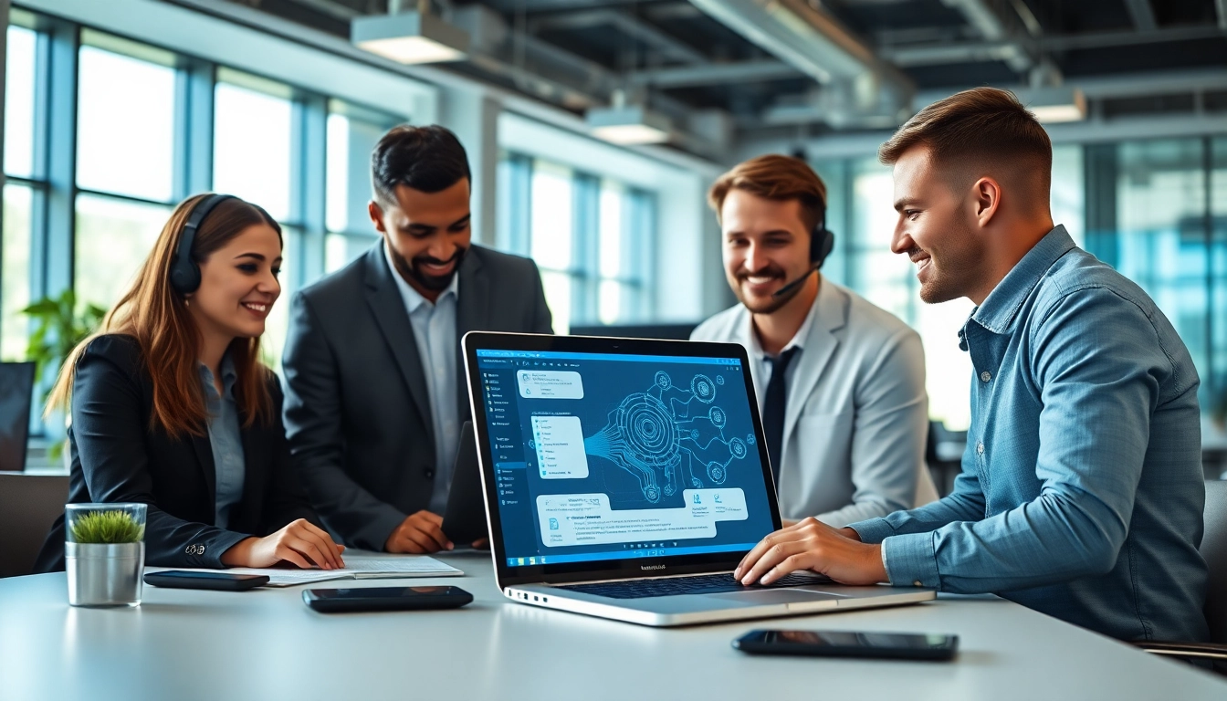 Enhance your business with managed it services near me, showing an IT team at work in a sleek office.