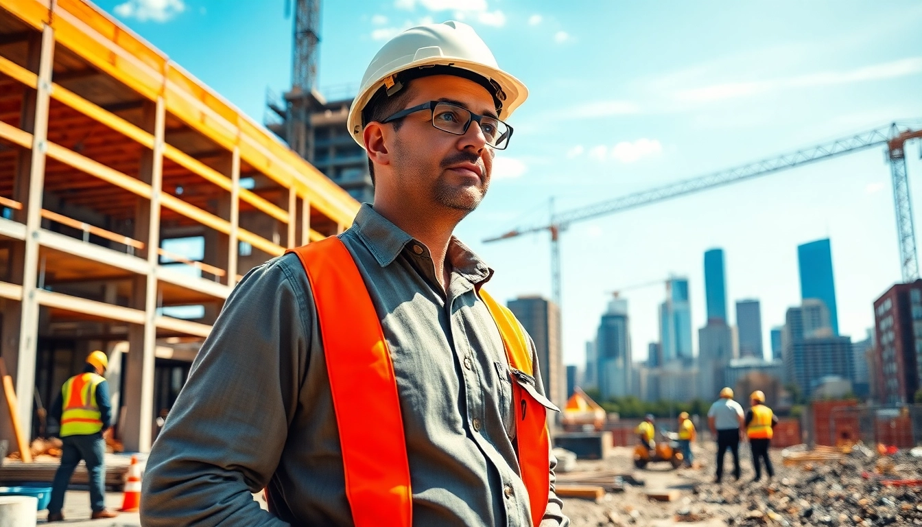 New Jersey General Contractor coordinating a vibrant construction site with a focus on teamwork and progress.
