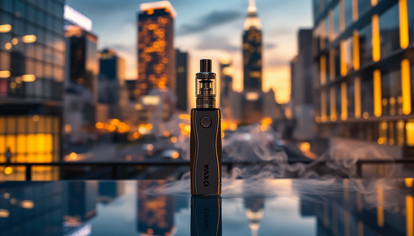 Oxva Vape gerät im urbanen Umfeld zeigt stilvolles Design und moderne Ästhetik.
