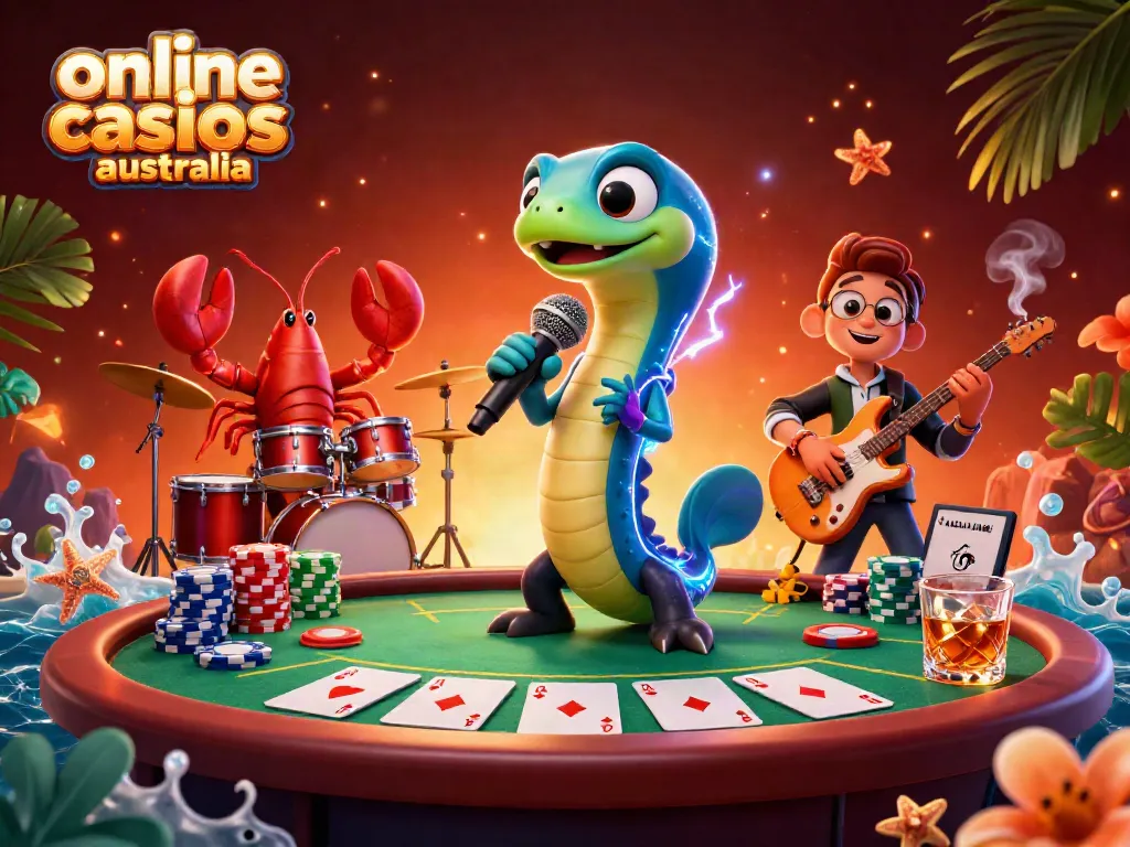 Experience electric gaming with online casinos australia featuring an eel DJ and vibrant casino scene.