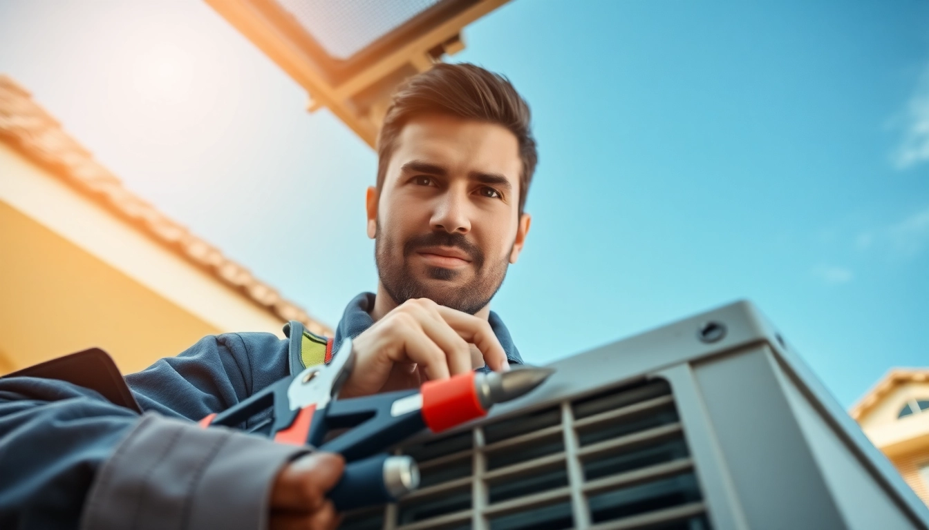 HVAC technician performs AC repair Glendale AZ using professional tools in the field.